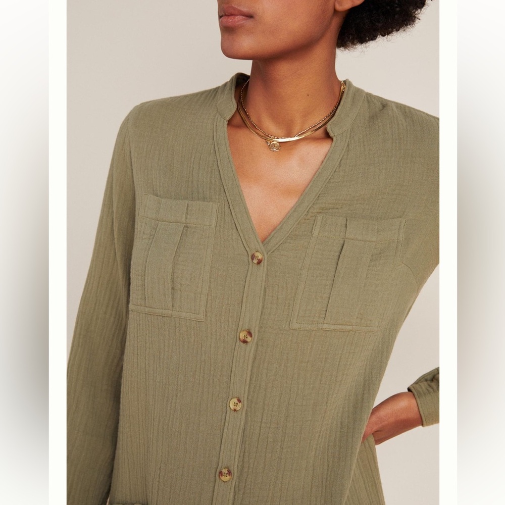 ANTHROPOLOGIE MAEVE | Katie textured utility tunic in moss | us size 6 - Picture 13 of 15